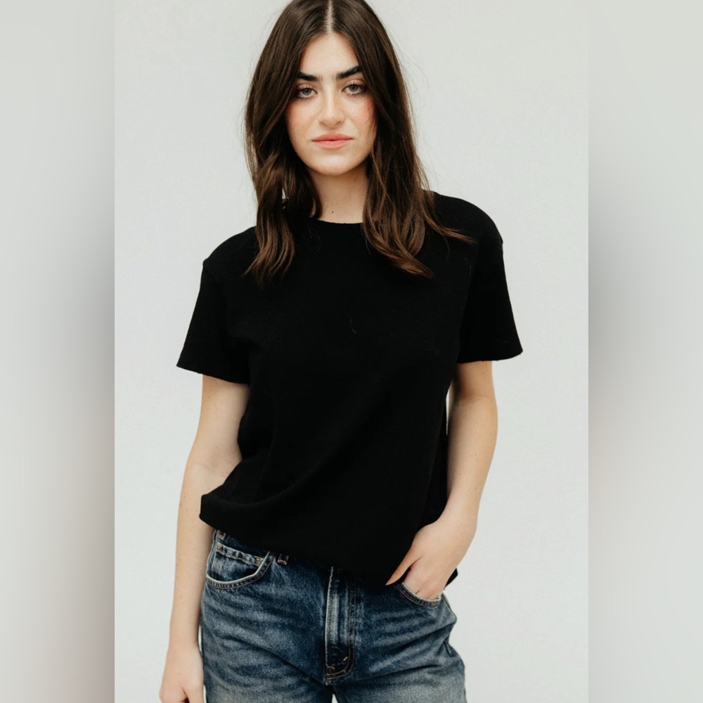 NILI LOTAN BRADY TEE IN BLACK Sz 100% cotton